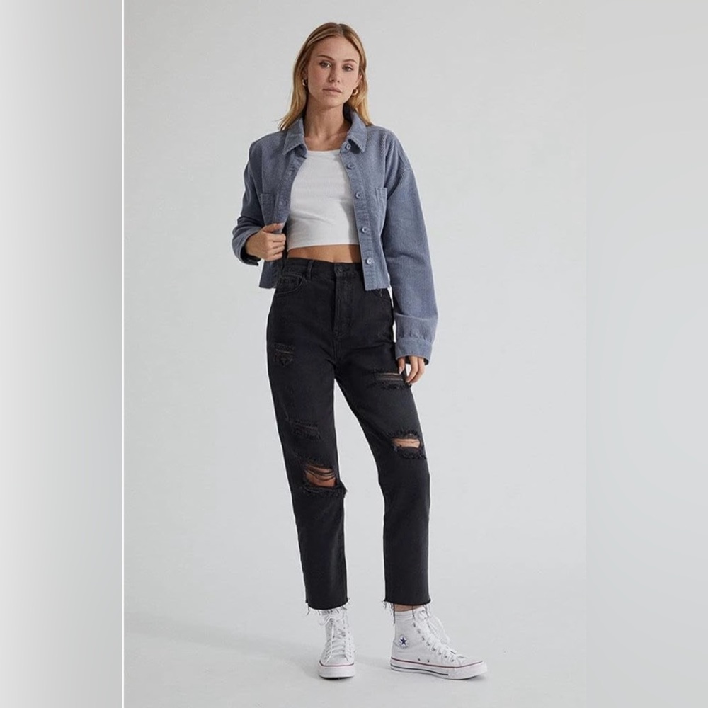 PacSun Women's Black High Waisted Straight Leg Jeans - Black